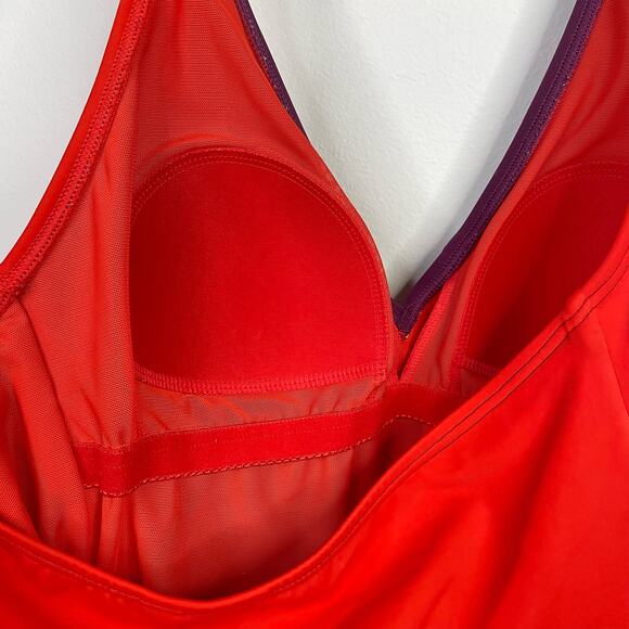 Boden Kefalonia One Piece Halter Swimsuit Swim Red Purple Womens 6L 6 Long Tall - Picture 9 of 16